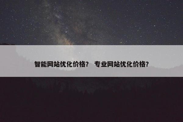 智能网站优化价格？ 专业网站优化价格？