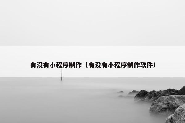 有没有小程序制作（有没有小程序制作软件）
