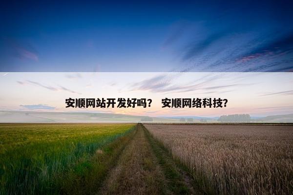 安顺网站开发好吗？ 安顺网络科技？