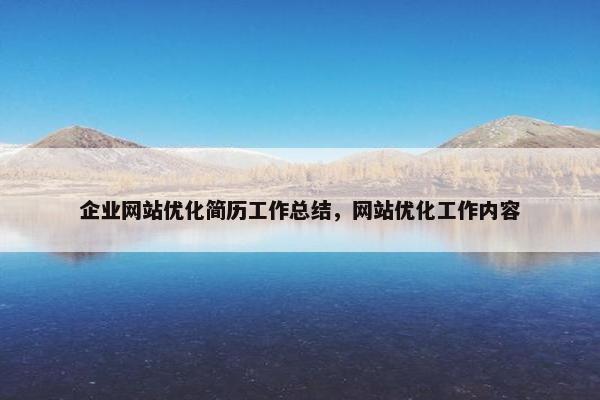 企业网站优化简历工作总结，网站优化工作内容