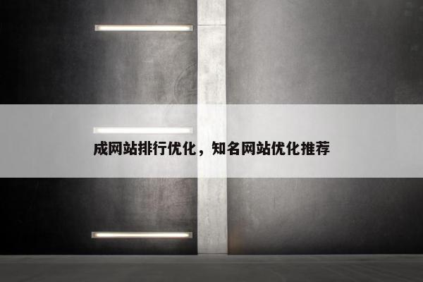 成网站排行优化，知名网站优化推荐