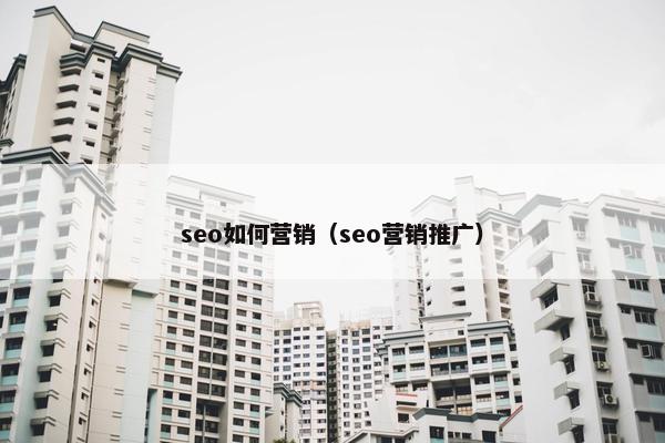 seo如何营销（seo营销推广）