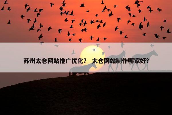 苏州太仓网站推广优化？ 太仓网站制作哪家好？