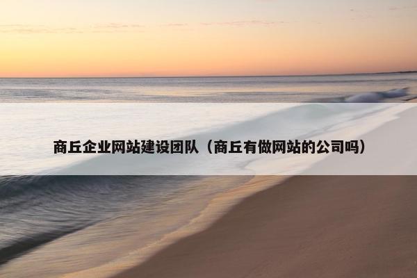 商丘企业网站建设团队（商丘有做网站的公司吗）
