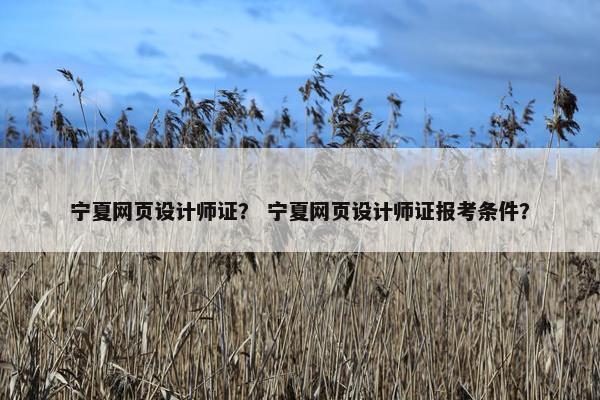 宁夏网页设计师证？ 宁夏网页设计师证报考条件？