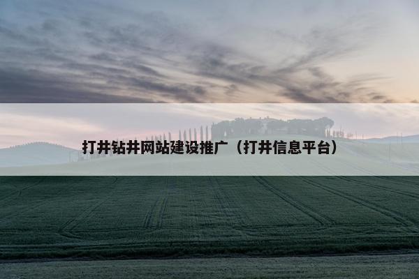 打井钻井网站建设推广（打井信息平台）