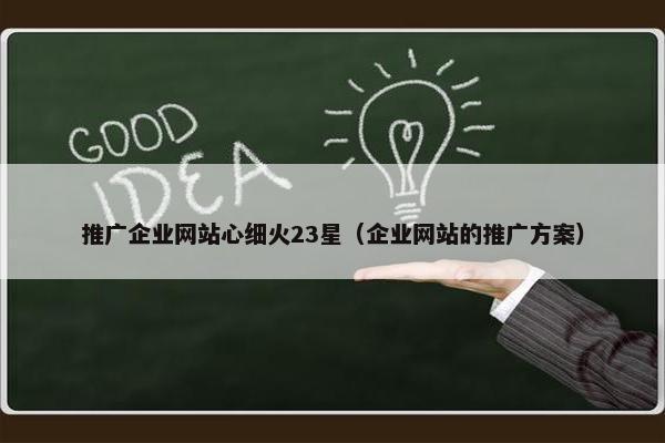 推广企业网站心细火23星（企业网站的推广方案）