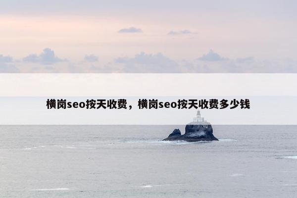 横岗seo按天收费，横岗seo按天收费多少钱