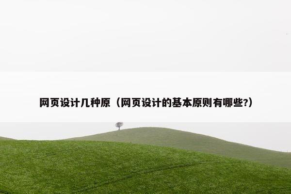 网页设计几种原（网页设计的基本原则有哪些?）