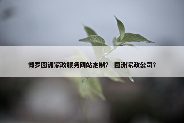 博罗园洲家政服务网站定制？ 园洲家政公司？