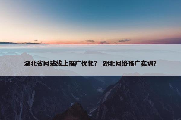 湖北省网站线上推广优化？ 湖北网络推广实训？