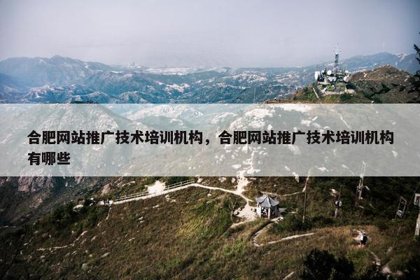 合肥网站推广技术培训机构，合肥网站推广技术培训机构有哪些