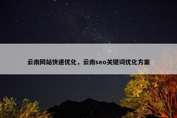 云南网站快速优化，云南seo关键词优化方案