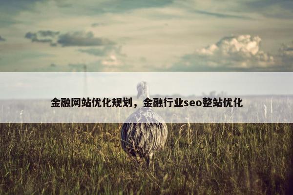 金融网站优化规划，金融行业seo整站优化