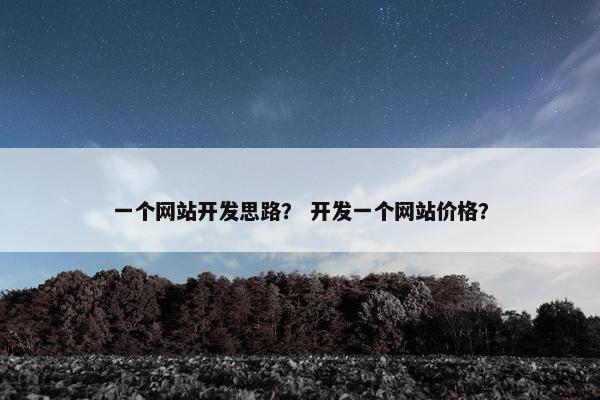 一个网站开发思路？ 开发一个网站价格？