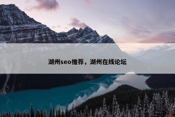 湖州seo推荐，湖州在线论坛