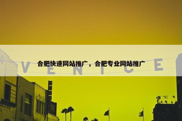 合肥快速网站推广，合肥专业网站推广