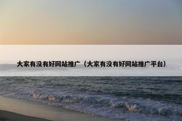 大家有没有好网站推广（大家有没有好网站推广平台）