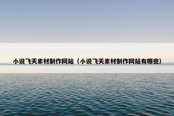 小说飞天素材制作网站（小说飞天素材制作网站有哪些）