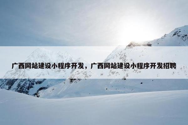广西网站建设小程序开发，广西网站建设小程序开发招聘